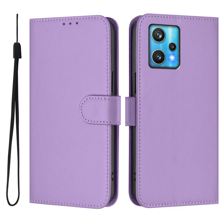 For Realme 9 Pro+ 5G / 9 4G Global Skin Feel Solid Color Leather Phone Case with Lanyard