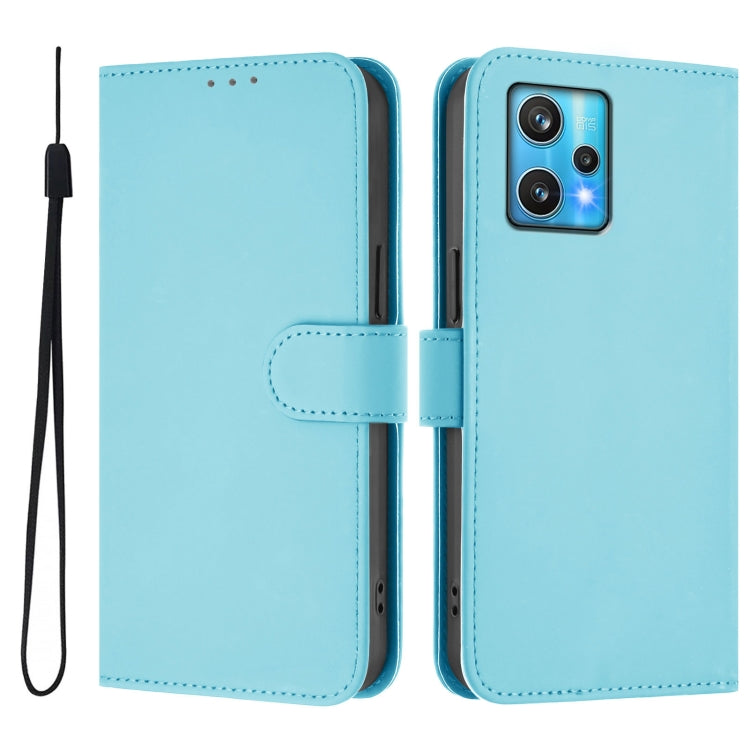For Realme 9 Pro+ 5G / 9 4G Global Skin Feel Solid Color Leather Phone Case with Lanyard