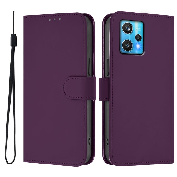 For Realme 9 Pro+ 5G / 9 4G Global Skin Feel Solid Color Leather Phone Case with Lanyard