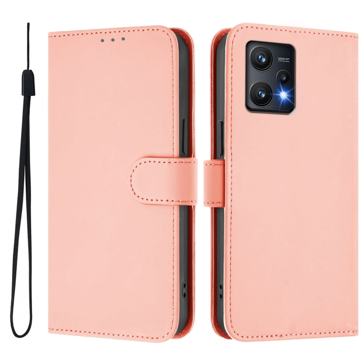 For Realme 9 Pro 5G Global Skin Feel Solid Color Leather Phone Case with Lanyard