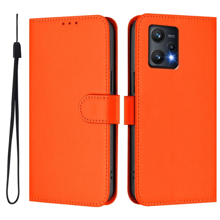 For Realme 9 Pro 5G Global Skin Feel Solid Color Leather Phone Case with Lanyard