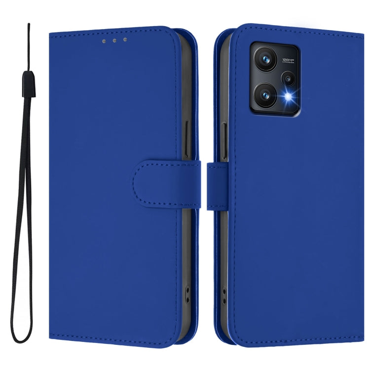 For Realme 9 Pro 5G Global Skin Feel Solid Color Leather Phone Case with Lanyard