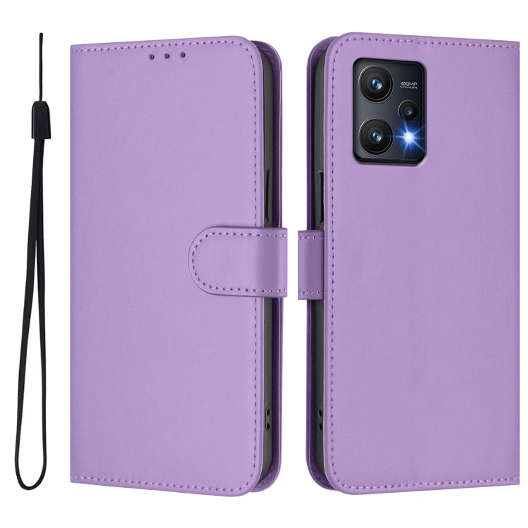 For Realme 9 Pro 5G Global Skin Feel Solid Color Leather Phone Case with Lanyard