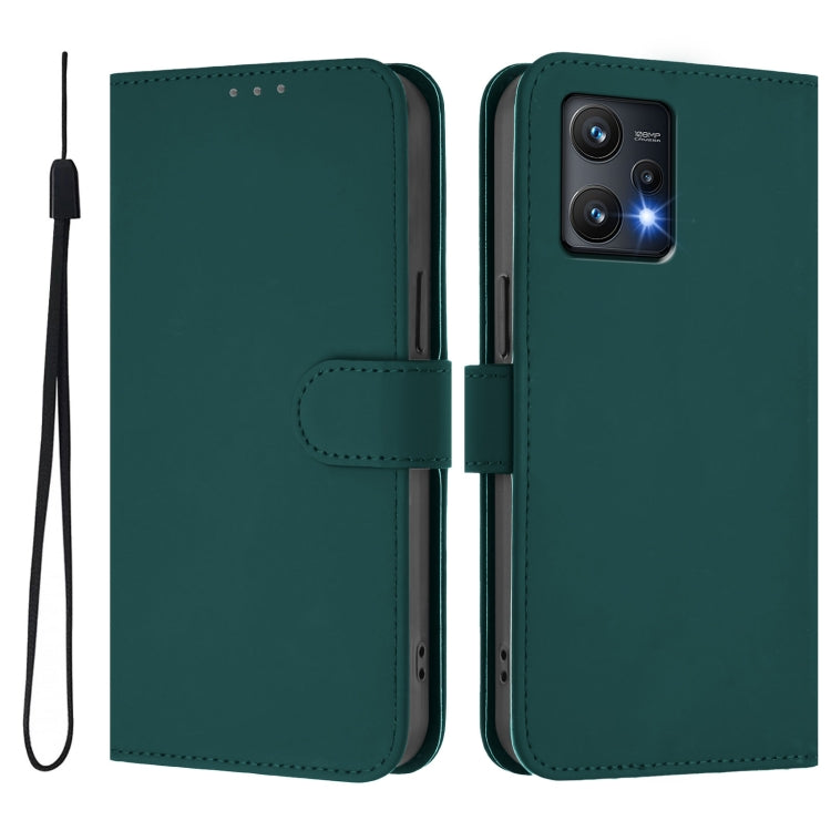 For Realme 9 Pro 5G Global Skin Feel Solid Color Leather Phone Case with Lanyard