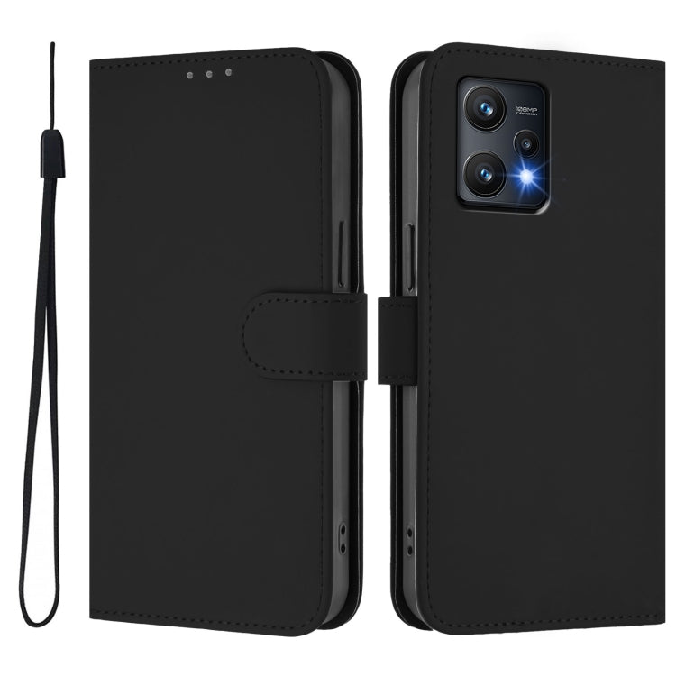 For Realme 9 Pro 5G Global Skin Feel Solid Color Leather Phone Case with Lanyard