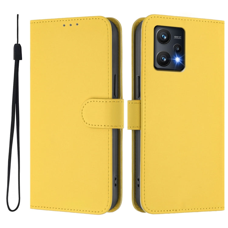 For Realme 9 Pro 5G Global Skin Feel Solid Color Leather Phone Case with Lanyard