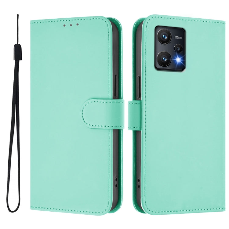 For Realme 9 Pro 5G Global Skin Feel Solid Color Leather Phone Case with Lanyard