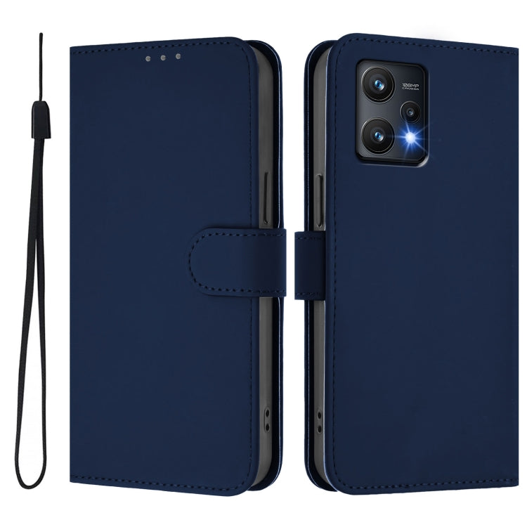 For Realme 9 Pro 5G Global Skin Feel Solid Color Leather Phone Case with Lanyard