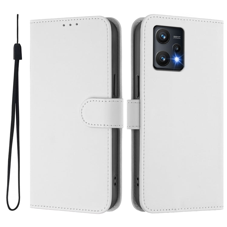 For Realme 9 Pro 5G Global Skin Feel Solid Color Leather Phone Case with Lanyard