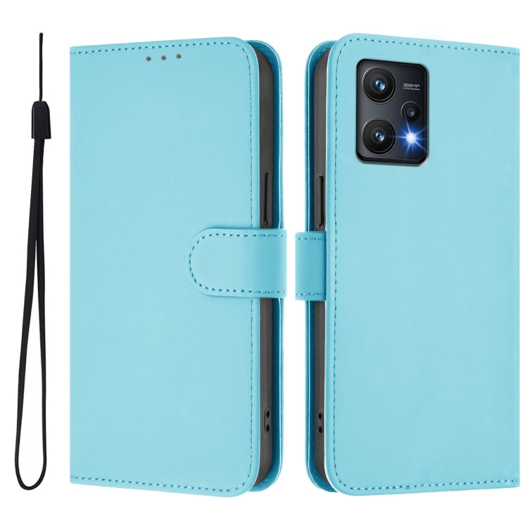For Realme 9 Pro 5G Global Skin Feel Solid Color Leather Phone Case with Lanyard