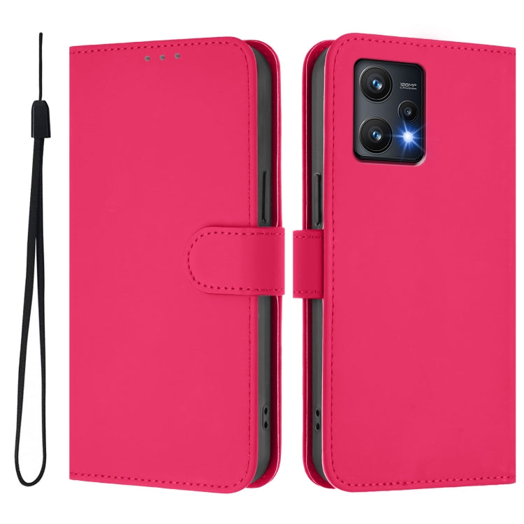 For Realme 9 Pro 5G Global Skin Feel Solid Color Leather Phone Case with Lanyard