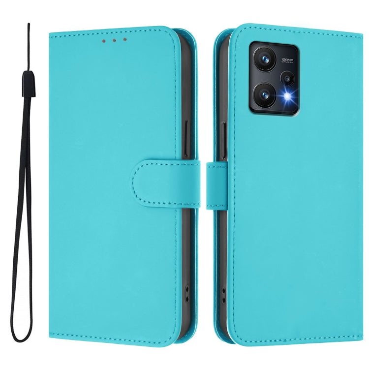 For Realme 9 Pro 5G Global Skin Feel Solid Color Leather Phone Case with Lanyard