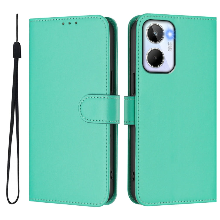 For Realme 10 4G Global Skin Feel Solid Color Leather Phone Case with Lanyard