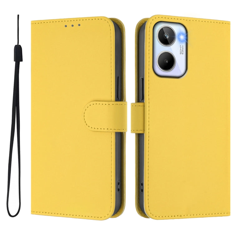 For Realme 10 4G Global Skin Feel Solid Color Leather Phone Case with Lanyard