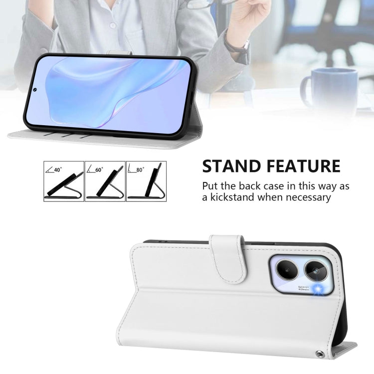 For Realme 10 4G Global Skin Feel Solid Color Leather Phone Case with Lanyard