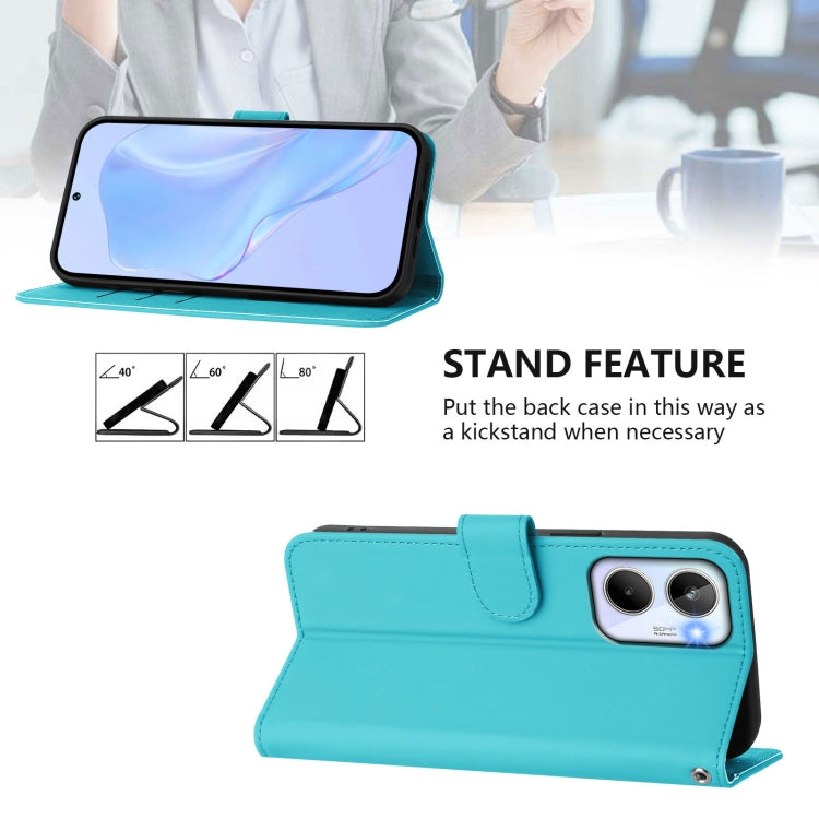 For Realme 10 4G Global Skin Feel Solid Color Leather Phone Case with Lanyard