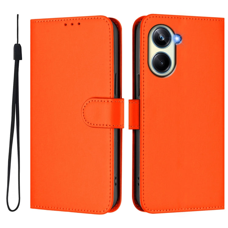 For Realme 10 Pro 5G Skin Feel Solid Color Leather Phone Case with Lanyard