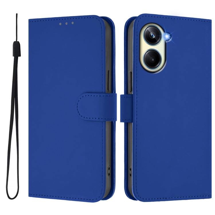 For Realme 10 Pro 5G Skin Feel Solid Color Leather Phone Case with Lanyard
