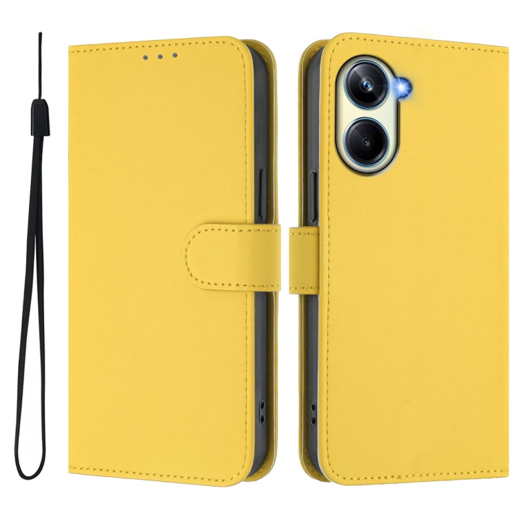 For Realme 10 Pro 5G Skin Feel Solid Color Leather Phone Case with Lanyard