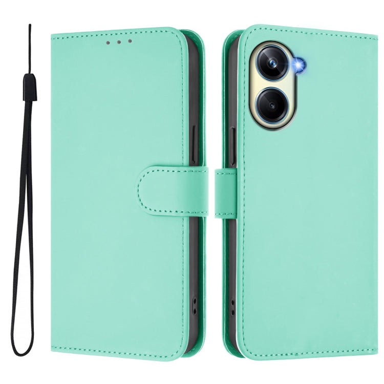For Realme 10 Pro 5G Skin Feel Solid Color Leather Phone Case with Lanyard