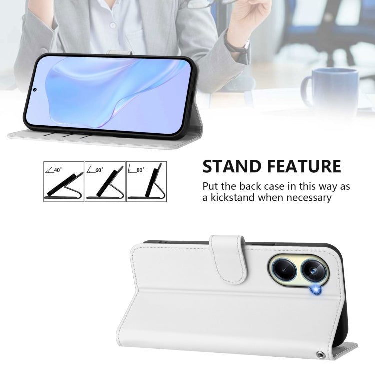 For Realme 10 Pro 5G Skin Feel Solid Color Leather Phone Case with Lanyard