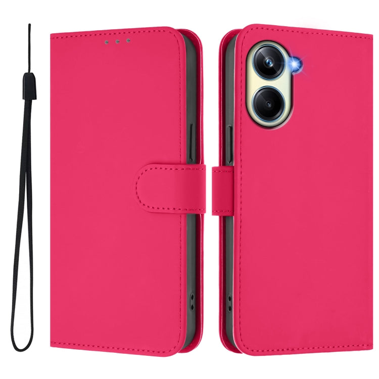 For Realme 10 Pro 5G Skin Feel Solid Color Leather Phone Case with Lanyard