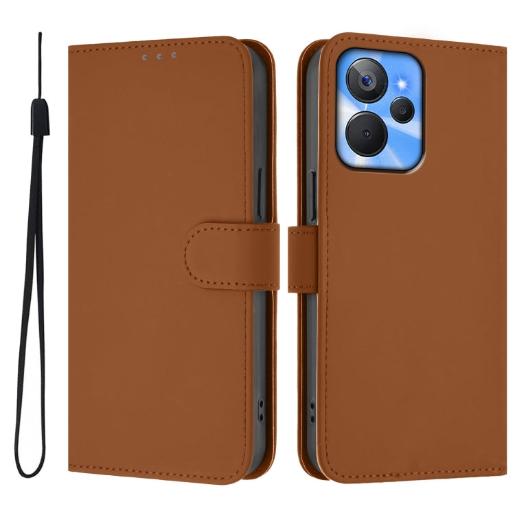 For Realme 10T 5G / 10s 5G Skin Feel Solid Color Leather Phone Case with Lanyard