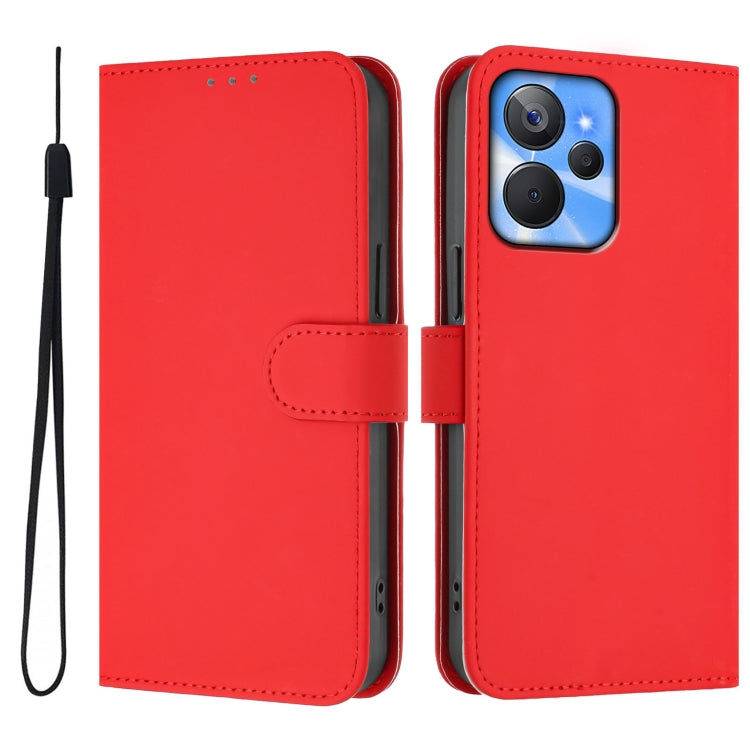 For Realme 10T 5G / 10s 5G Skin Feel Solid Color Leather Phone Case with Lanyard