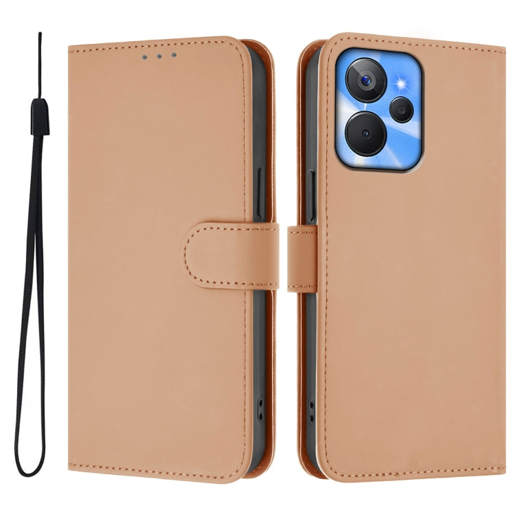 For Realme 10T 5G / 10s 5G Skin Feel Solid Color Leather Phone Case with Lanyard