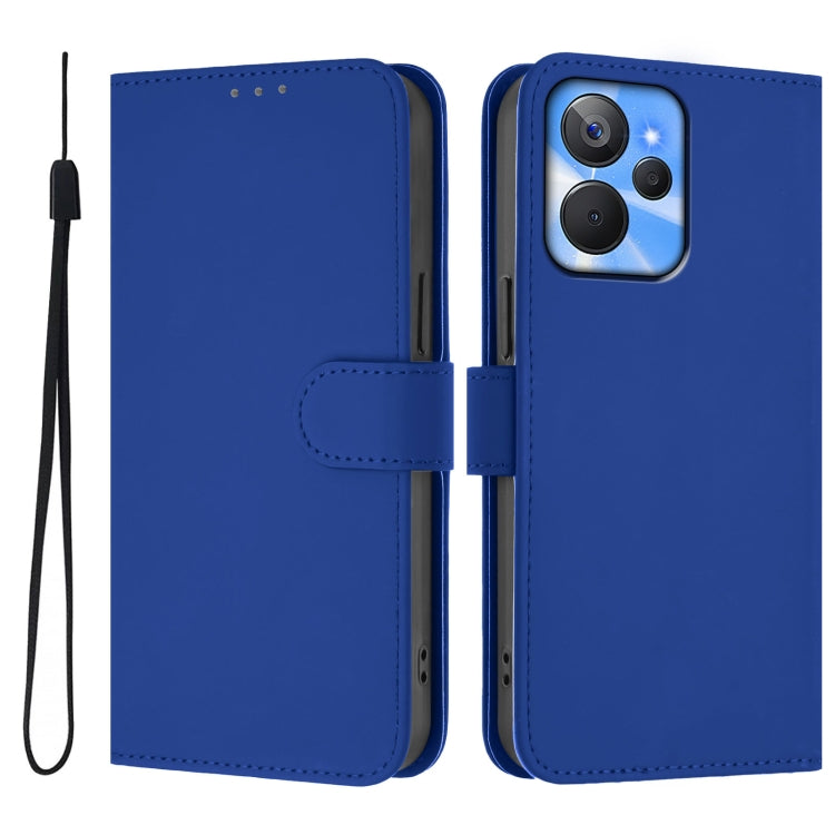 For Realme 10T 5G / 10s 5G Skin Feel Solid Color Leather Phone Case with Lanyard