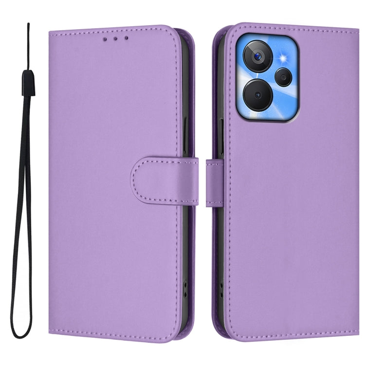 For Realme 10T 5G / 10s 5G Skin Feel Solid Color Leather Phone Case with Lanyard