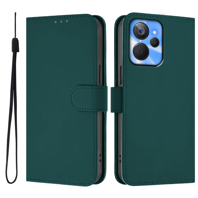 For Realme 10T 5G / 10s 5G Skin Feel Solid Color Leather Phone Case with Lanyard