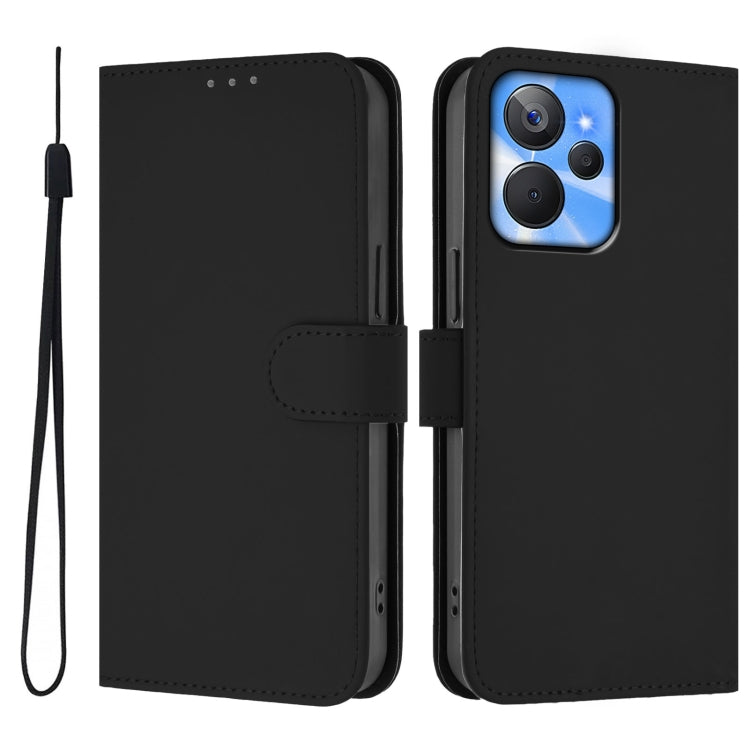 For Realme 10T 5G / 10s 5G Skin Feel Solid Color Leather Phone Case with Lanyard