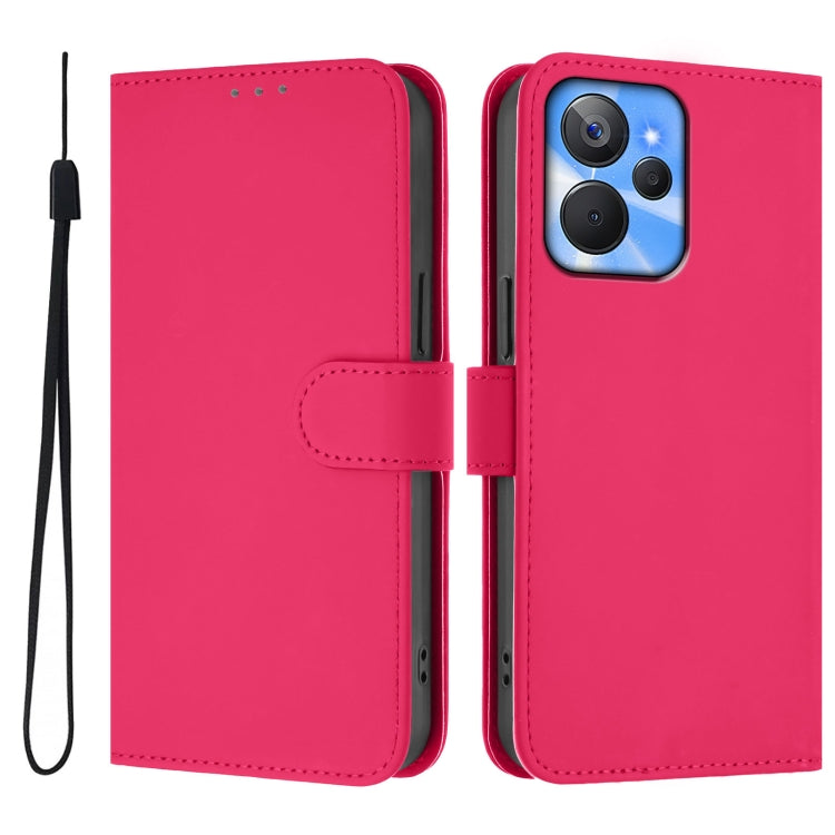 For Realme 10T 5G / 10s 5G Skin Feel Solid Color Leather Phone Case with Lanyard