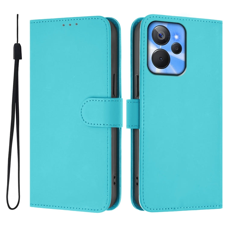 For Realme 10T 5G / 10s 5G Skin Feel Solid Color Leather Phone Case with Lanyard