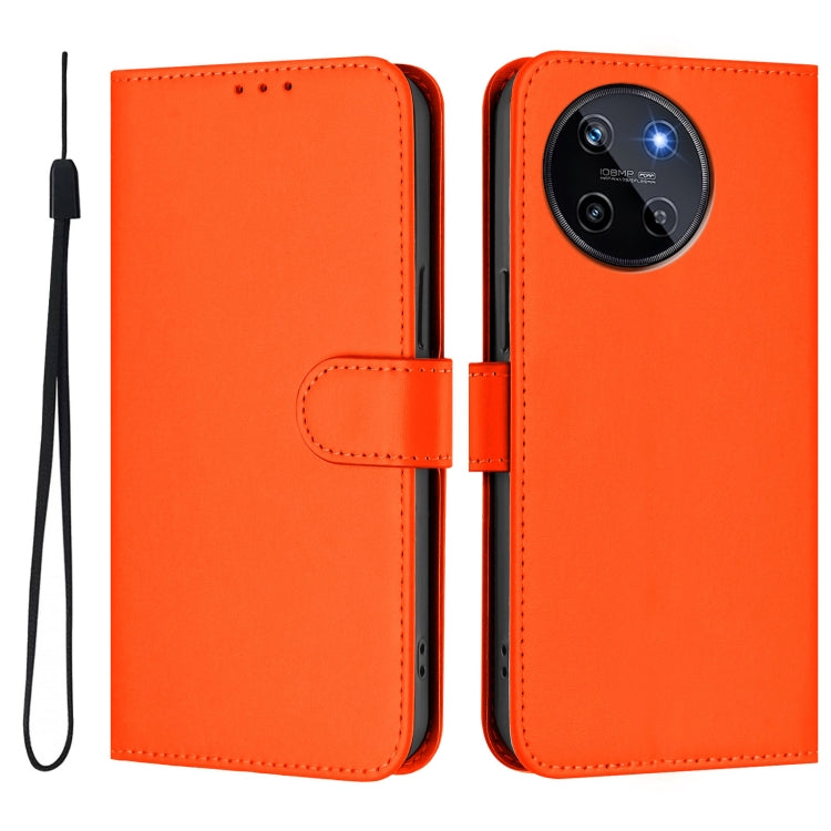 For Realme 11 4G Global Skin Feel Solid Color Leather Phone Case with Lanyard