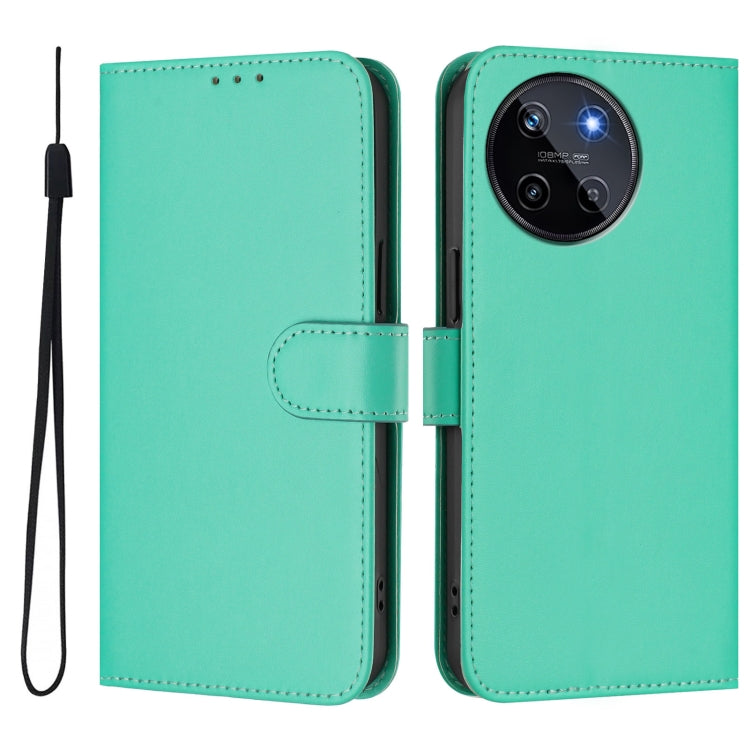 For Realme 11 4G Global Skin Feel Solid Color Leather Phone Case with Lanyard
