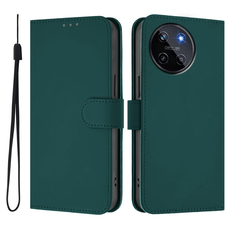 For Realme 11 4G Global Skin Feel Solid Color Leather Phone Case with Lanyard