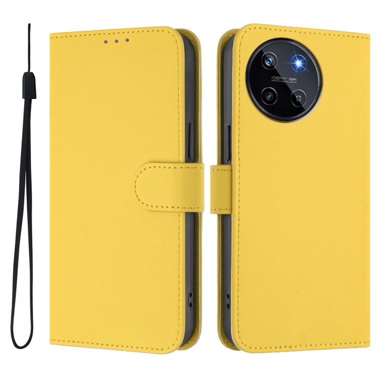 For Realme 11 4G Global Skin Feel Solid Color Leather Phone Case with Lanyard