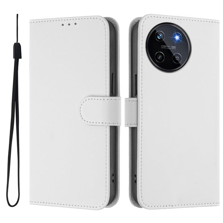 For Realme 11 4G Global Skin Feel Solid Color Leather Phone Case with Lanyard