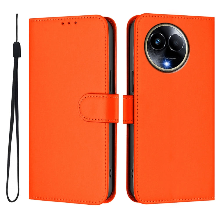 For Realme 11 5G Global Skin Feel Solid Color Leather Phone Case with Lanyard