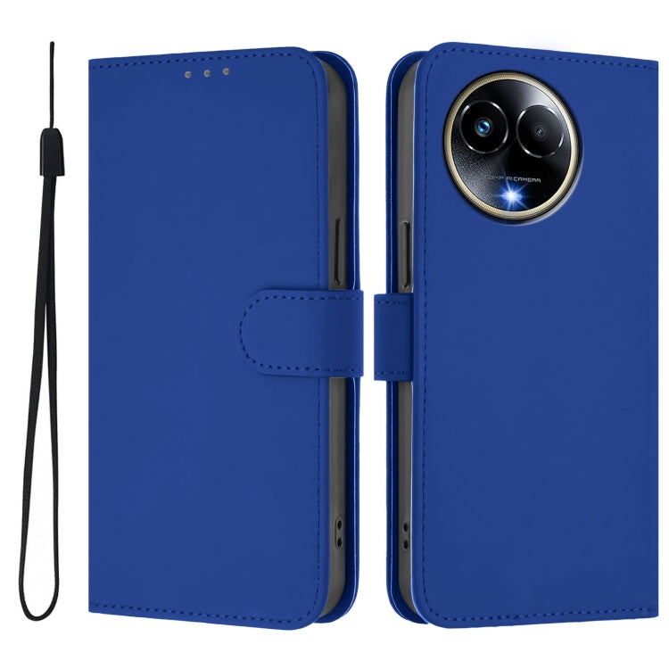 For Realme 11 5G Global Skin Feel Solid Color Leather Phone Case with Lanyard