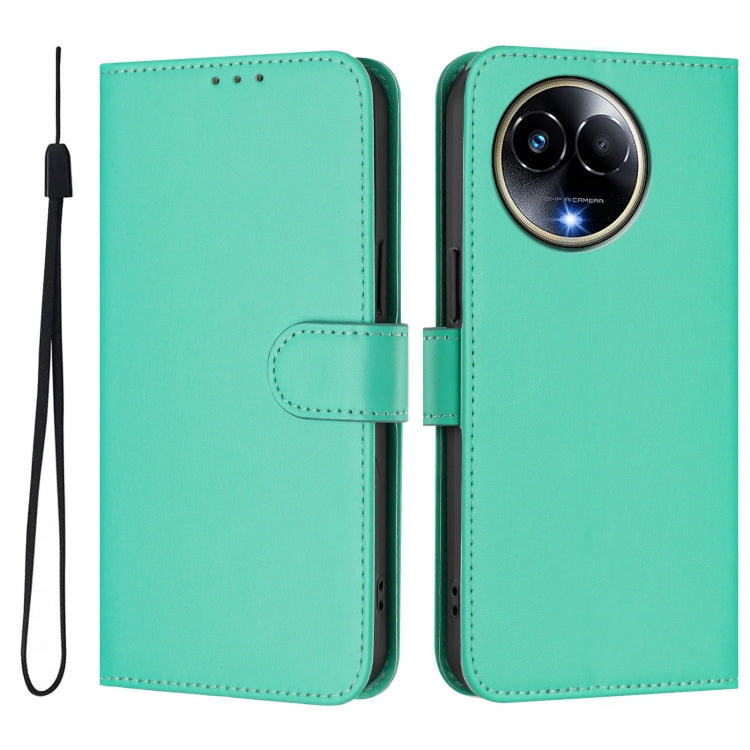 For Realme 11 5G Global Skin Feel Solid Color Leather Phone Case with Lanyard