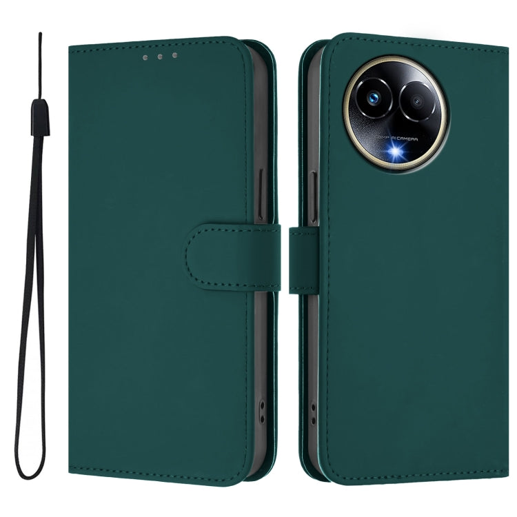 For Realme 11 5G Global Skin Feel Solid Color Leather Phone Case with Lanyard
