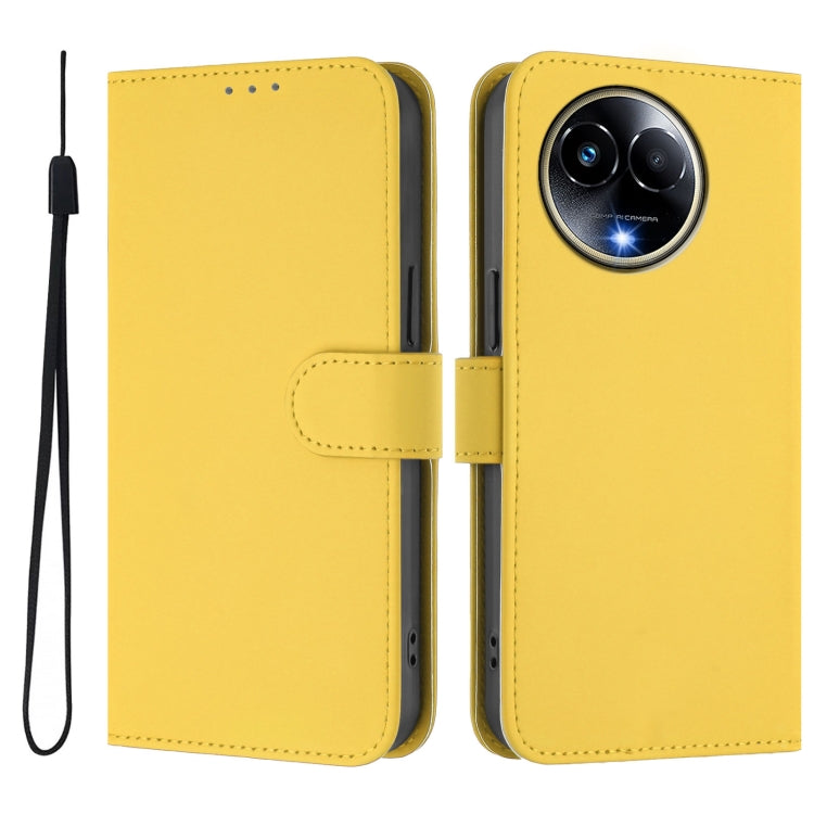 For Realme 11 5G Global Skin Feel Solid Color Leather Phone Case with Lanyard