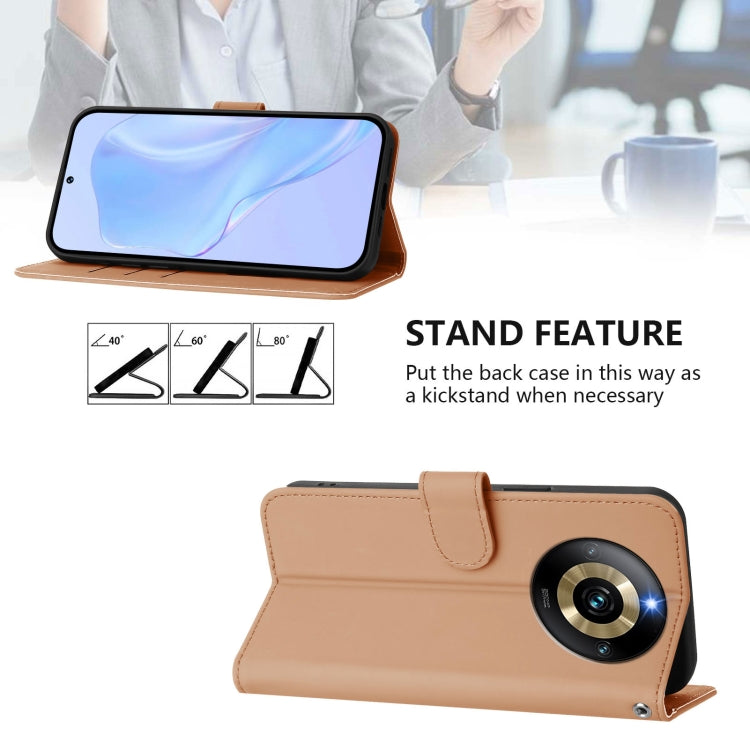 For Realme Narzo 60 Pro Global Skin Feel Solid Color Leather Phone Case with Lanyard