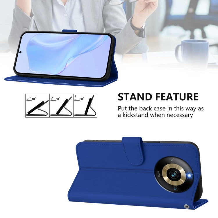 For Realme Narzo 60 Pro Global Skin Feel Solid Color Leather Phone Case with Lanyard