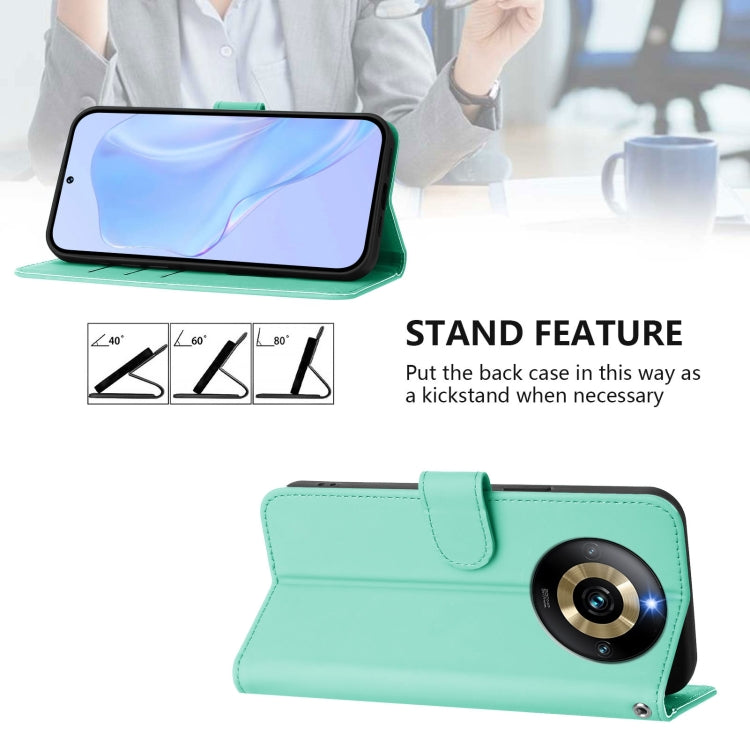 For Realme Narzo 60 Pro Global Skin Feel Solid Color Leather Phone Case with Lanyard