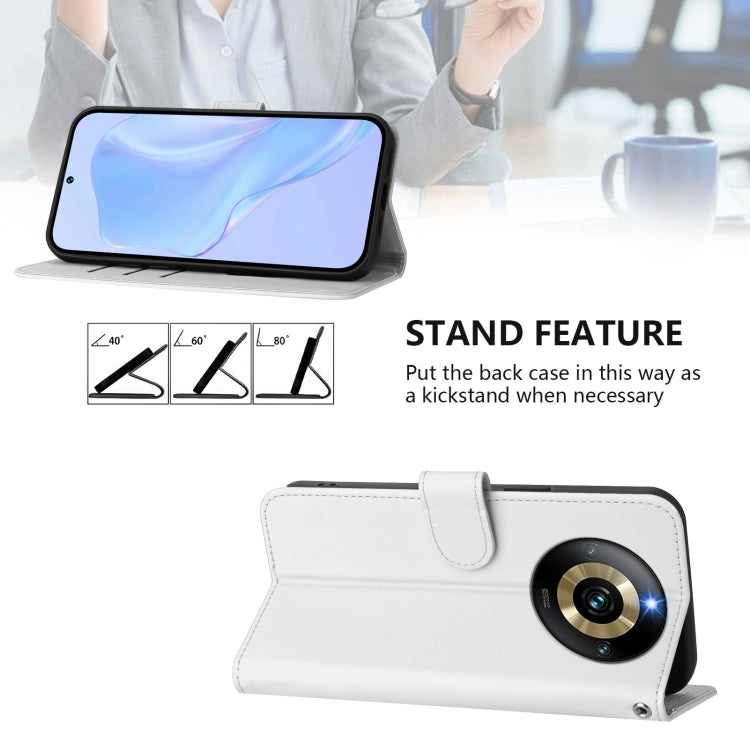 For Realme Narzo 60 Pro Global Skin Feel Solid Color Leather Phone Case with Lanyard