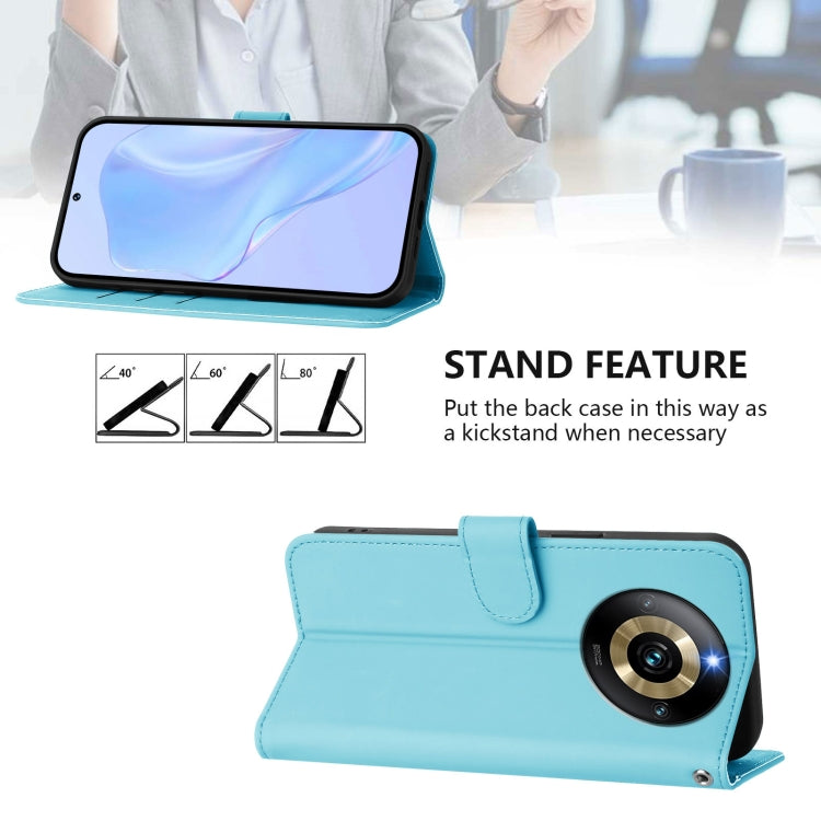 For Realme Narzo 60 Pro Global Skin Feel Solid Color Leather Phone Case with Lanyard